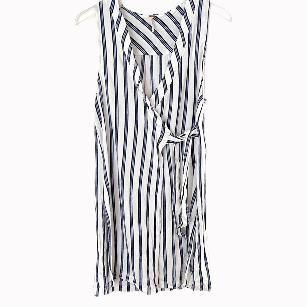 Free People Tuxedo Stripe Wrap Tunic Dress Sz XS